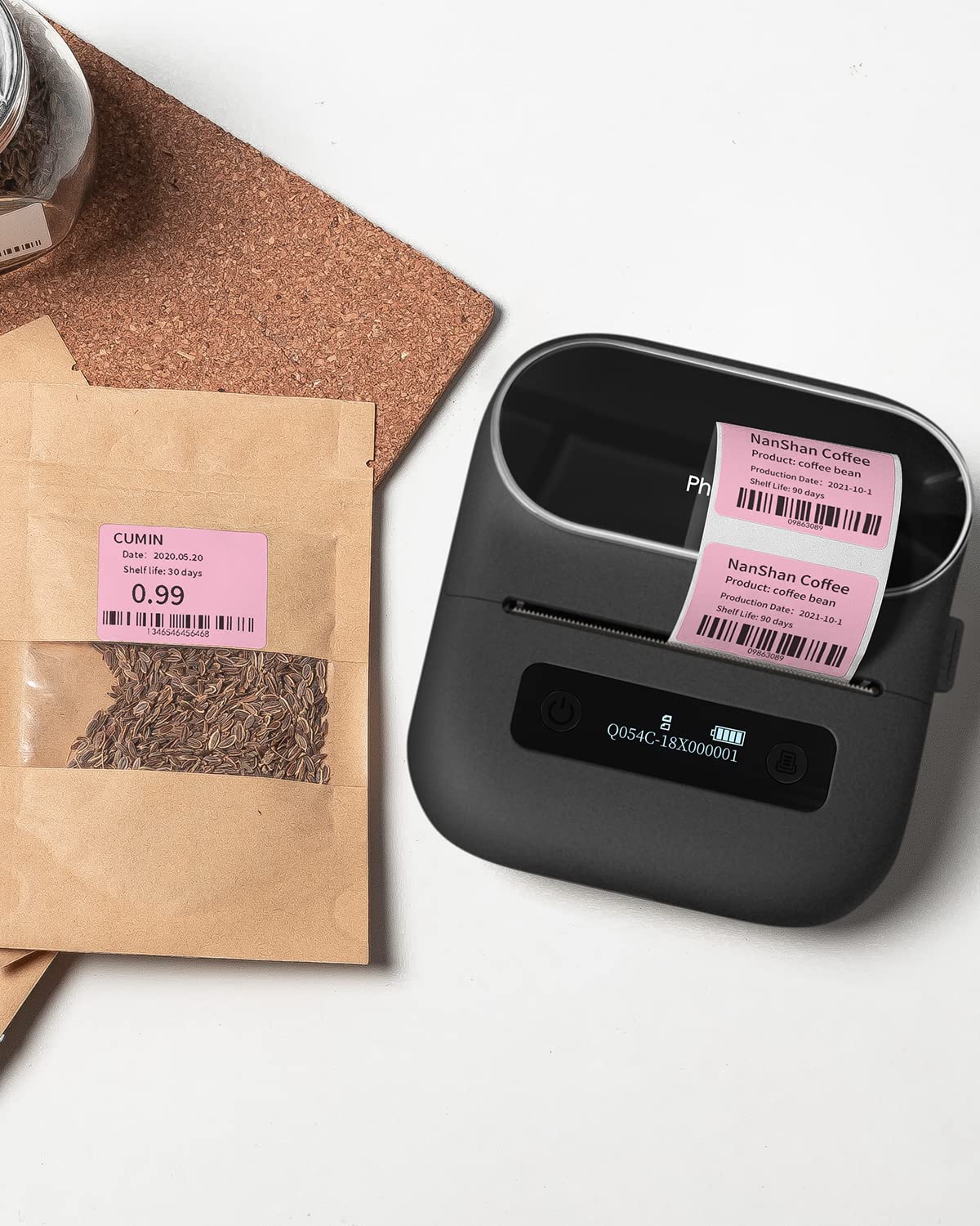 Phomemo 1.57'' x 1.18''Square Self-Adhesive Sticker Paper for M110/M220/241BT DIY - Blue / Pink / Khaki