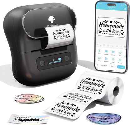 Phomemo M220 3.15’‘ Label Maker For Product Labels, Stickers, Logo - Black