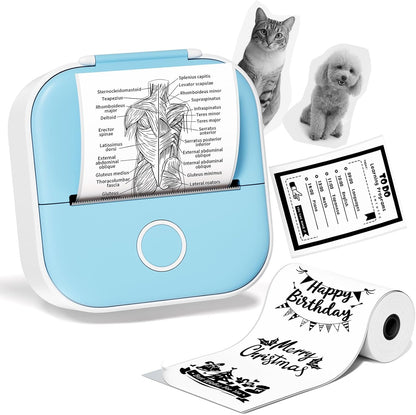 Phomemo T02 Mini Sticker Printer, Portable Bluetooth Thermal Printer, Inkless Pocket Printer for Students, Kids, Notes, Labels & Photos