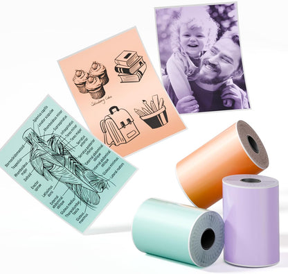 Phomemo 1.96'' Mixed Color Sticker Paper for T02/M02S/M02 PRO Mini Printers - Green, Purple, Orange