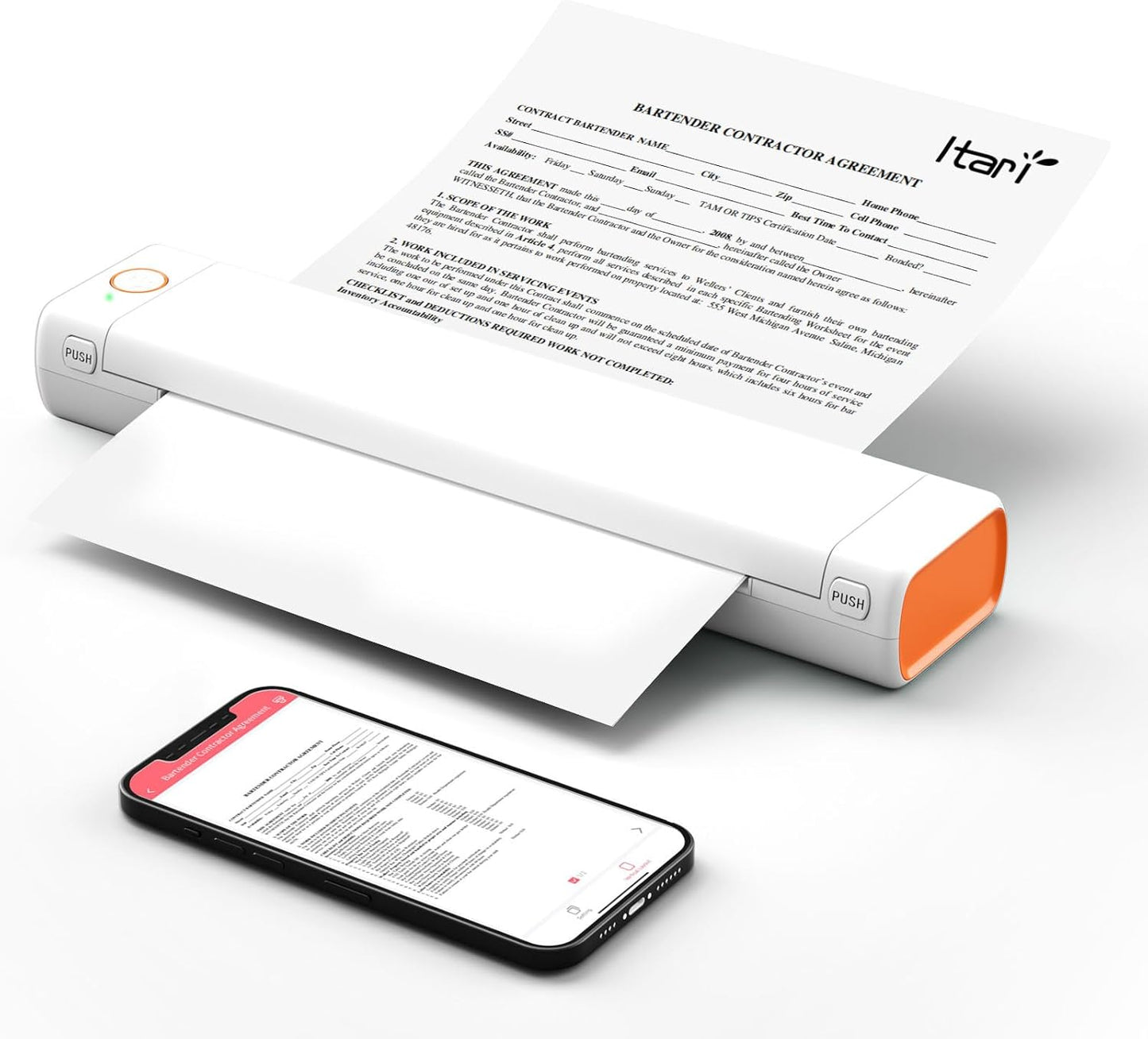 Phomemo M08F Portable Wireless Printer for Travel Mini Home Printer - White, Standard Printer