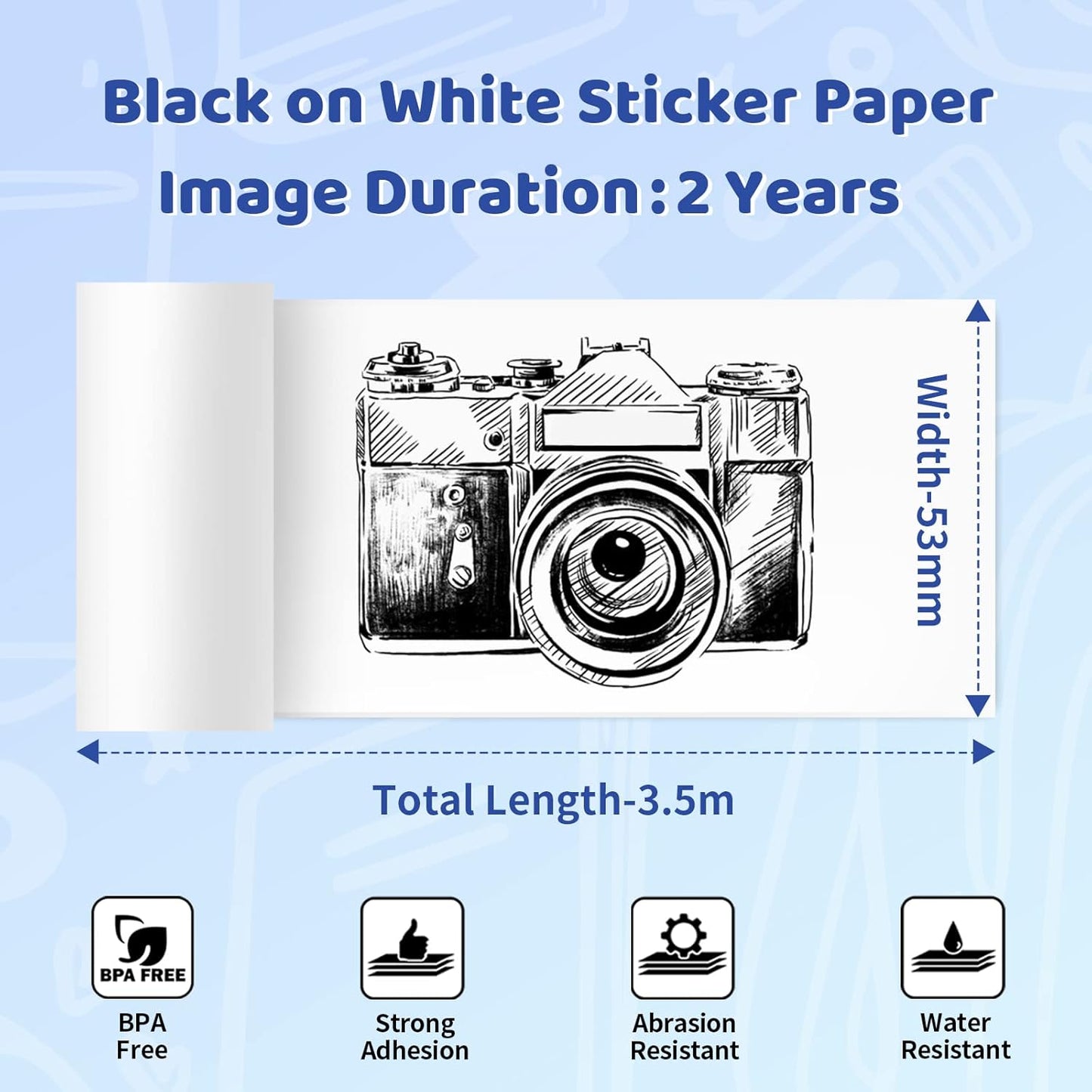 Phomemo 1.96'' White Sticker Paper for T02/M02S/M02 PRO Mini Printers - White