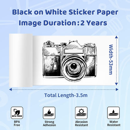 Phomemo 1.96'' White Sticker Paper for T02/M02S/M02 PRO Mini Printers - White