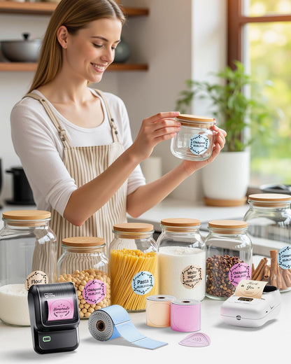 Phomemo 1.96" x 1.96" (50x50 mm) Round Labels for M110, M220, PM241BT - Blue / Pink / Khaki