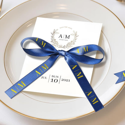 Phomemo A30 Exclusive Embellish Gold Print on Navy Satin Ribbon - Navy Blue