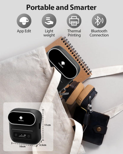 Phomemo M220 3.15’‘ Label Maker For Product Labels, Stickers, Logo - Black