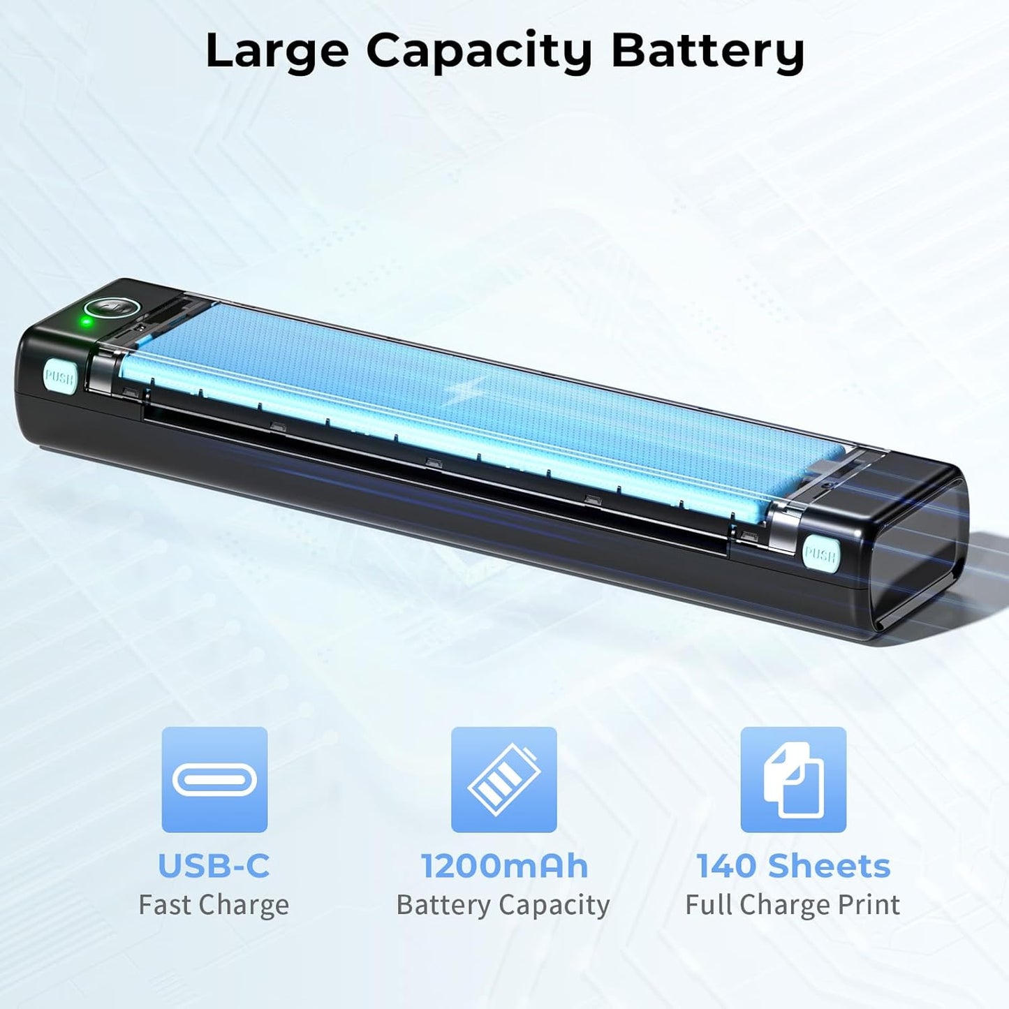 Phomemo M08F Portable Wireless Printer for Travel Mini Home Printer - Black