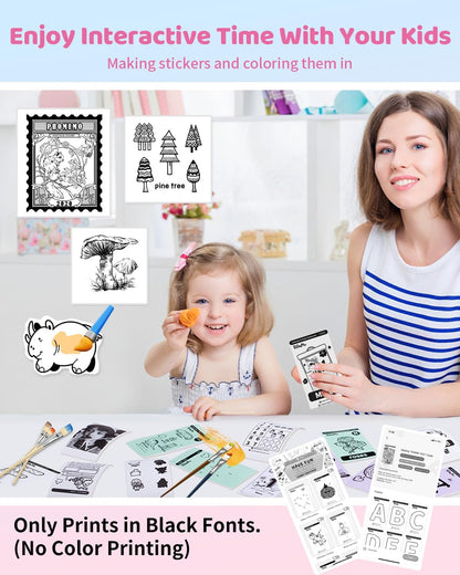 Phomemo T02 Mini Sticker Printer, Portable Bluetooth Thermal Printer, Inkless Pocket Printer for Students, Kids, Notes, Labels & Photos