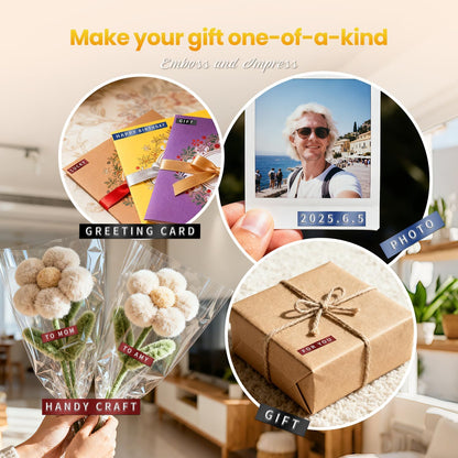 Phomemo E975 Manual Embossing Label Maker Machine with 3 Rolls Label Tapes - Black and White