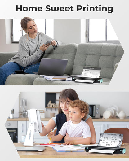 Phomemo M08F Portable Wireless Printer for Travel Mini Home Printer - Black and Green