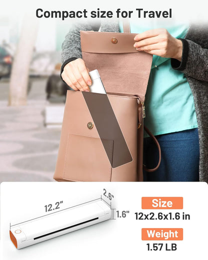 Phomemo M08F Portable Wireless Printer for Travel Mini Home Printer - White, Standard Printer