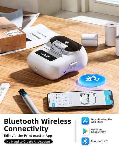 Phomemo M220 Portable Printer Label Maker for Product Label and Logo Sticker - White