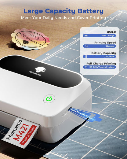 Phomemo M421 Multi-color Wireless Label Printer - White