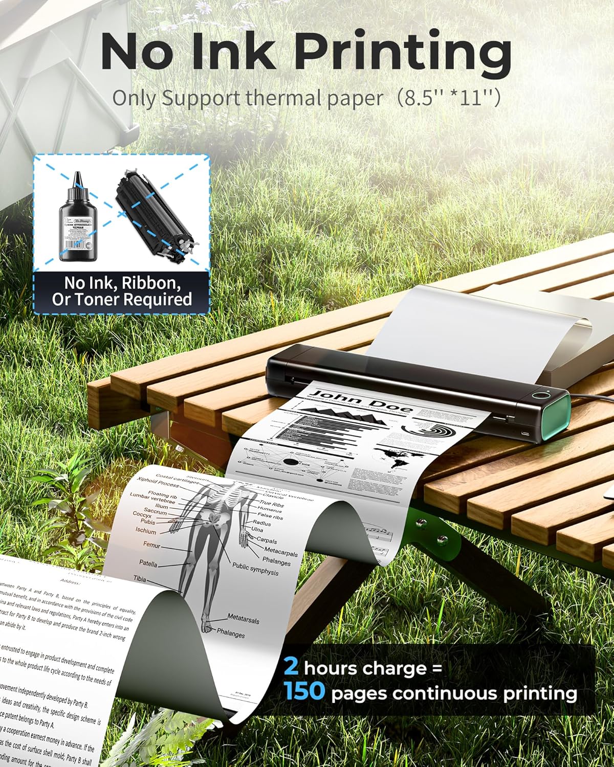 Phomemo M08F Portable Wireless Printer for Travel Mini Home Printer - Black and Green