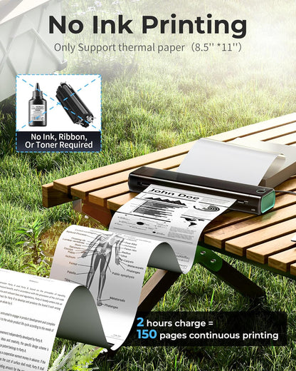 Phomemo M08F Portable Wireless Printer for Travel Mini Home Printer - Black and Green