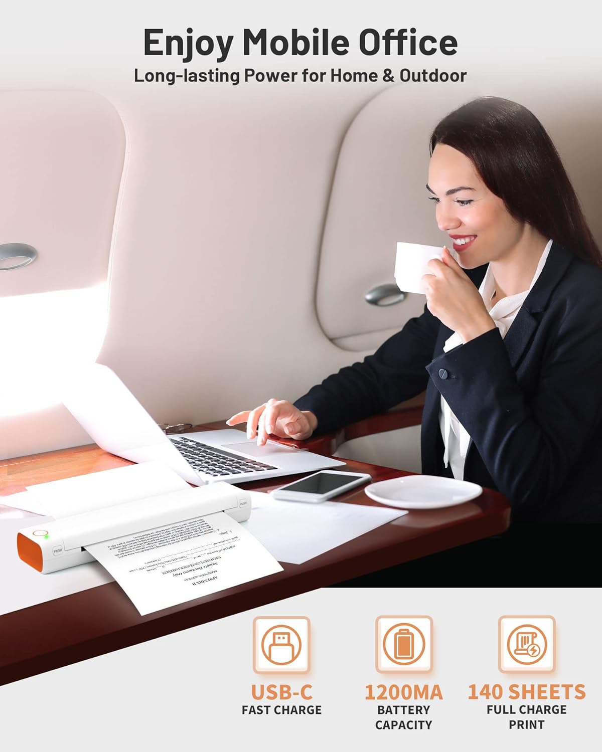 Phomemo M08F Portable Wireless Printer for Travel Mini Home Printer - White, Standard Printer