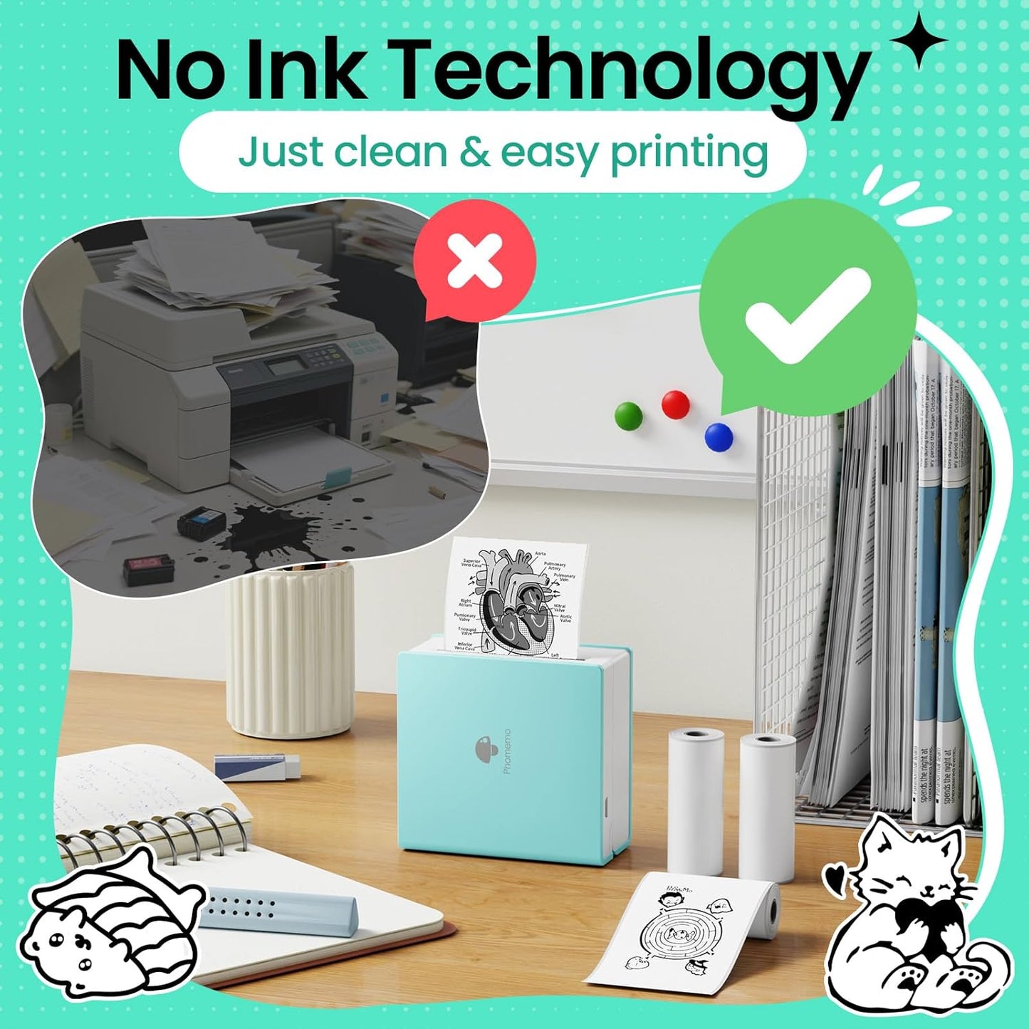 Phomemo M02 Wireless Mini Printer for Study Notes and Stickers - Green