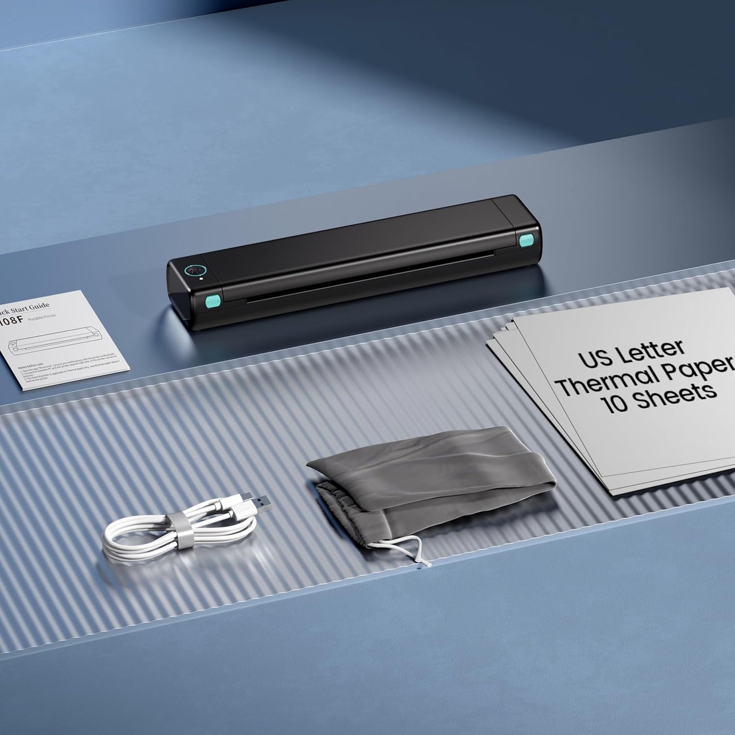 Phomemo M08F Portable Wireless Printer for Travel Mini Home Printer - Black and Green