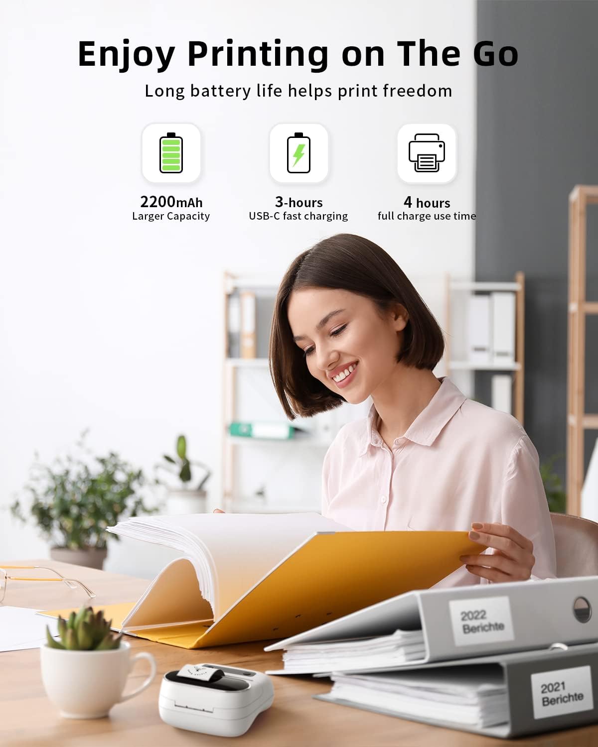 Phomemo M220 Portable Printer Label Maker for Product Label and Logo Sticker - White