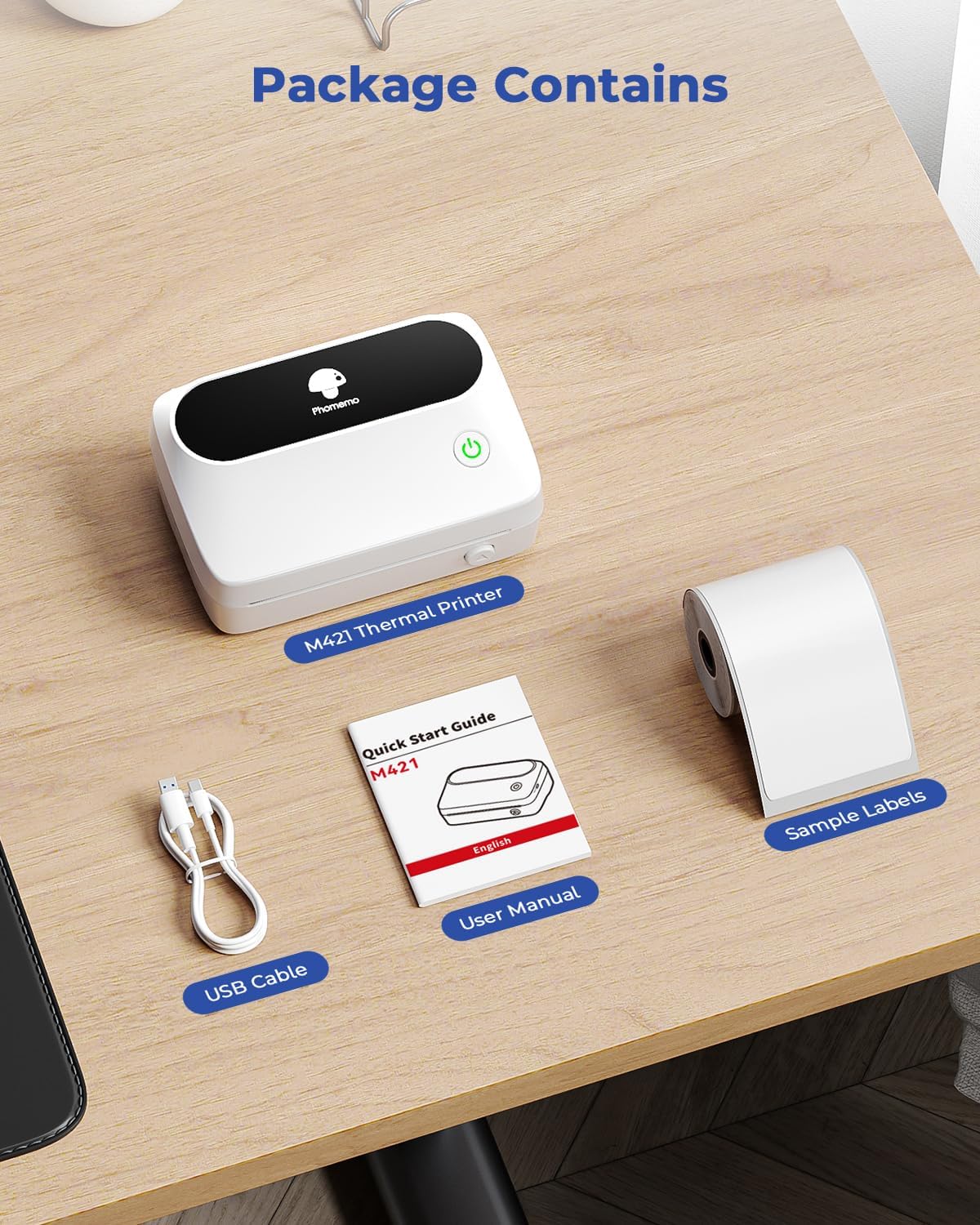 Phomemo M421 Multi-color Wireless Label Printer - White