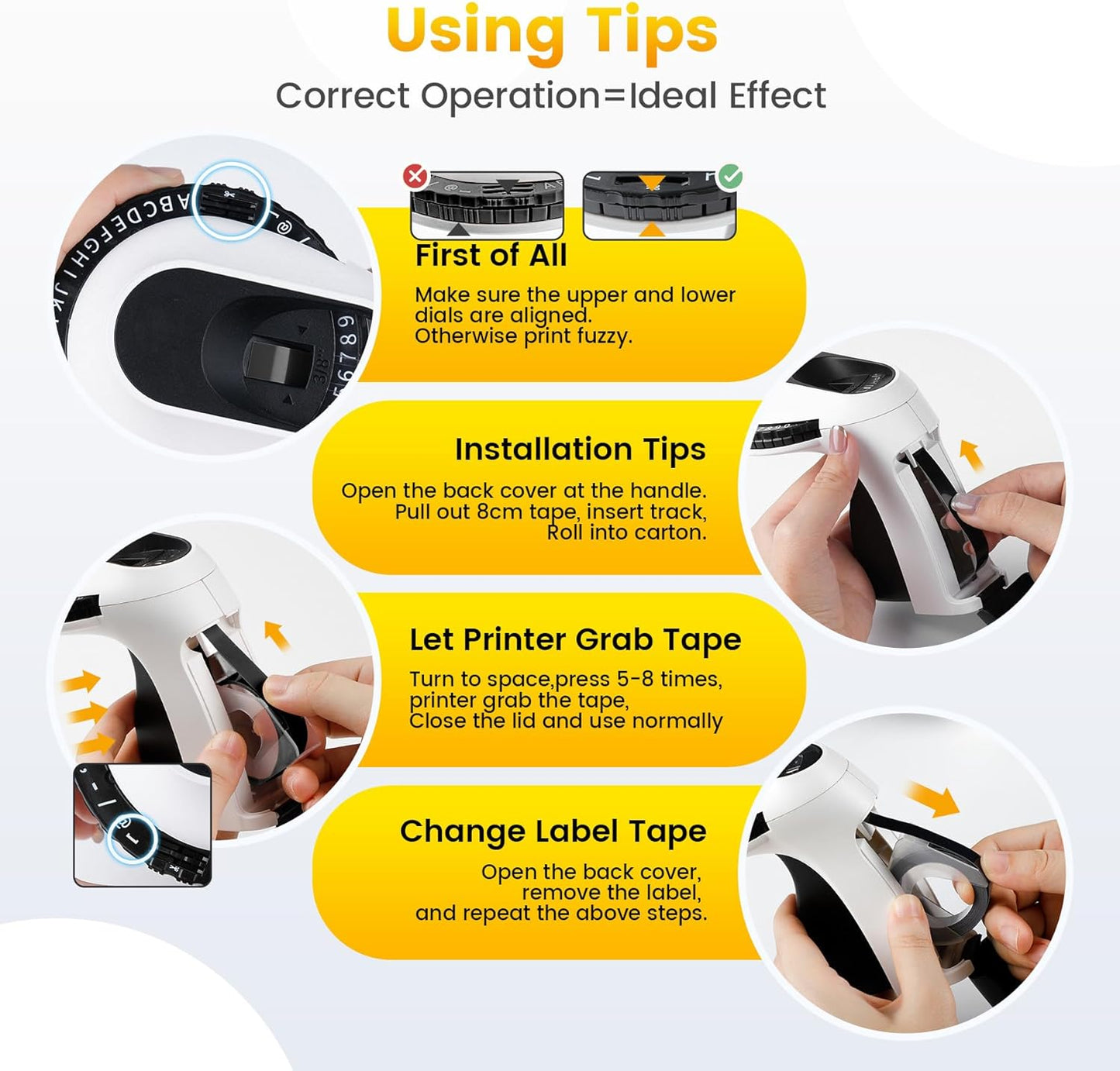 Phomemo E975 Manual Embossing Label Maker Machine with 6 Rolls Label Tapes - Black and White