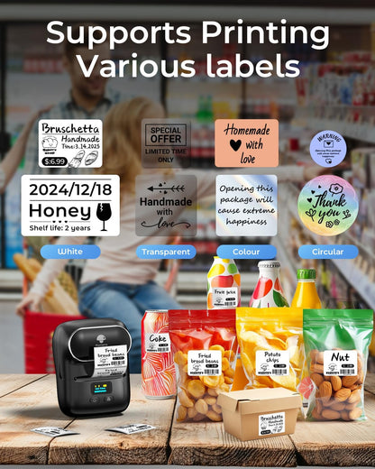 Phomemo M220 3.15’‘ Label Maker For Product Labels, Stickers, Logo - Black