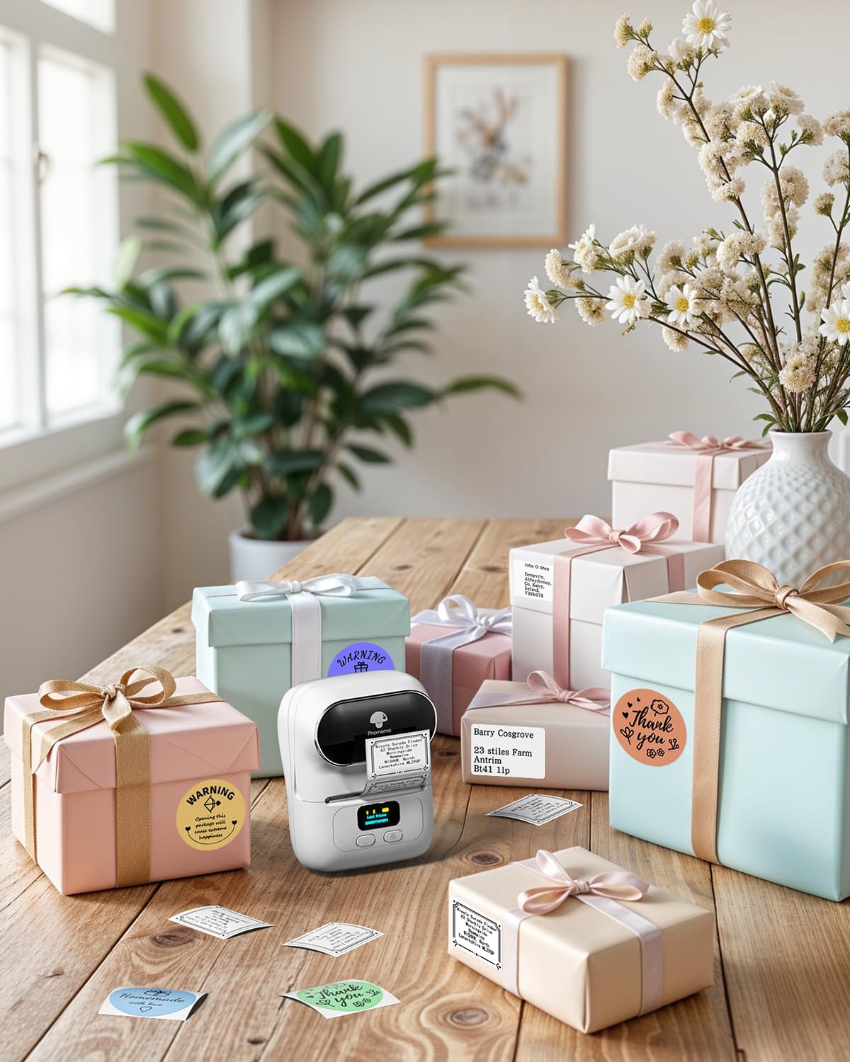 Phomemo M220 Portable Printer Label Maker for Product Label and Logo Sticker - White