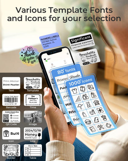 Phomemo M220 Portable Printer Label Maker for Product Label and Logo Sticker - White