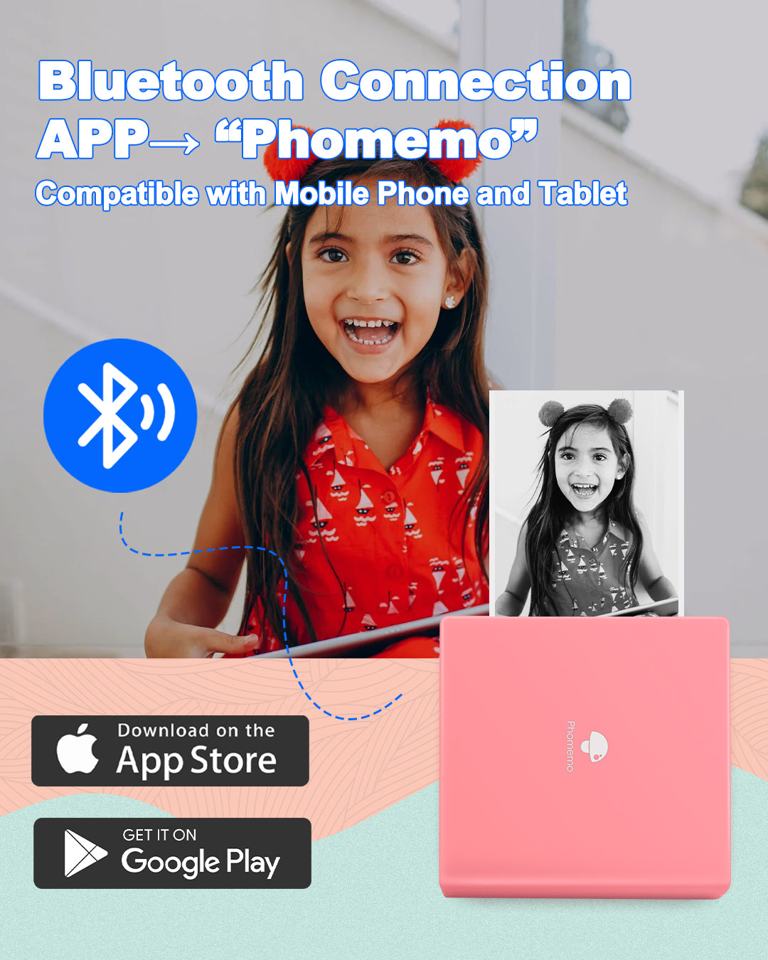 Phomemo M02 Mini Sticker Printer, Portable Bluetooth Thermal Printer for iOS Android, Inkless Printer for Notes, Photos