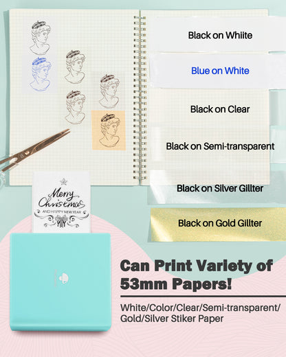 Phomemo M02 Mini Printer for Students, Bluetooth Inkless Sticker Printer for Study Notes, Journaling & Flashcards