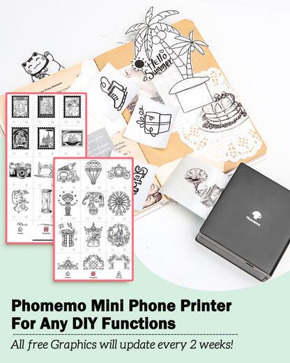 Phomemo M02 Portable Sticker Printer, Mini Bluetooth Photo Printer for Phone, Pocket Printer for Journals & Crafts