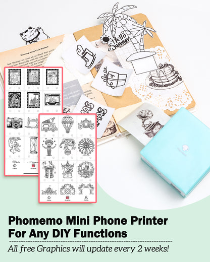 Phomemo M02 Mini Printer for Students, Bluetooth Inkless Sticker Printer for Study Notes, Journaling & Flashcards