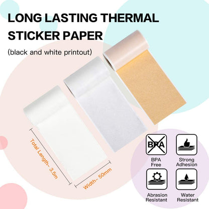 Phomemo 1.96'' Mixed Color Sticker Paper for T02/M02S/M02 PRO Mini Printers - White, Silver, Gold