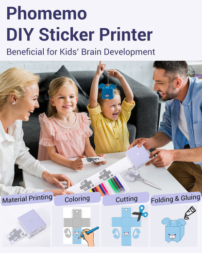 Phomemo M02 Bluetooth Mini Printer with App, Portable Thermal Sticker Printer for Labels, Photos, Notes & Designs