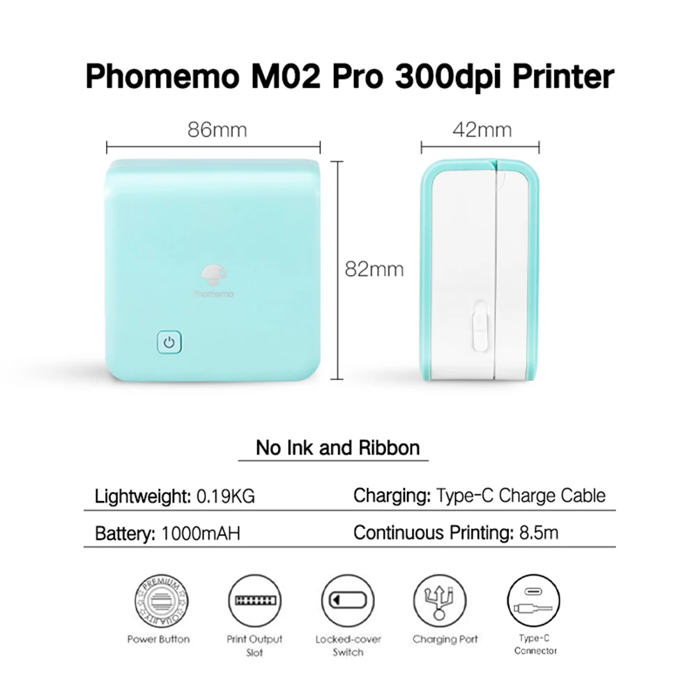 Phomemo M02 PRO Sticker Maker for AI Stickers and Study Notes - Green