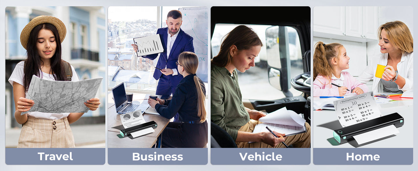 Phomemo M08F Portable Wireless Printer for Travel Mini Home Printer - Black