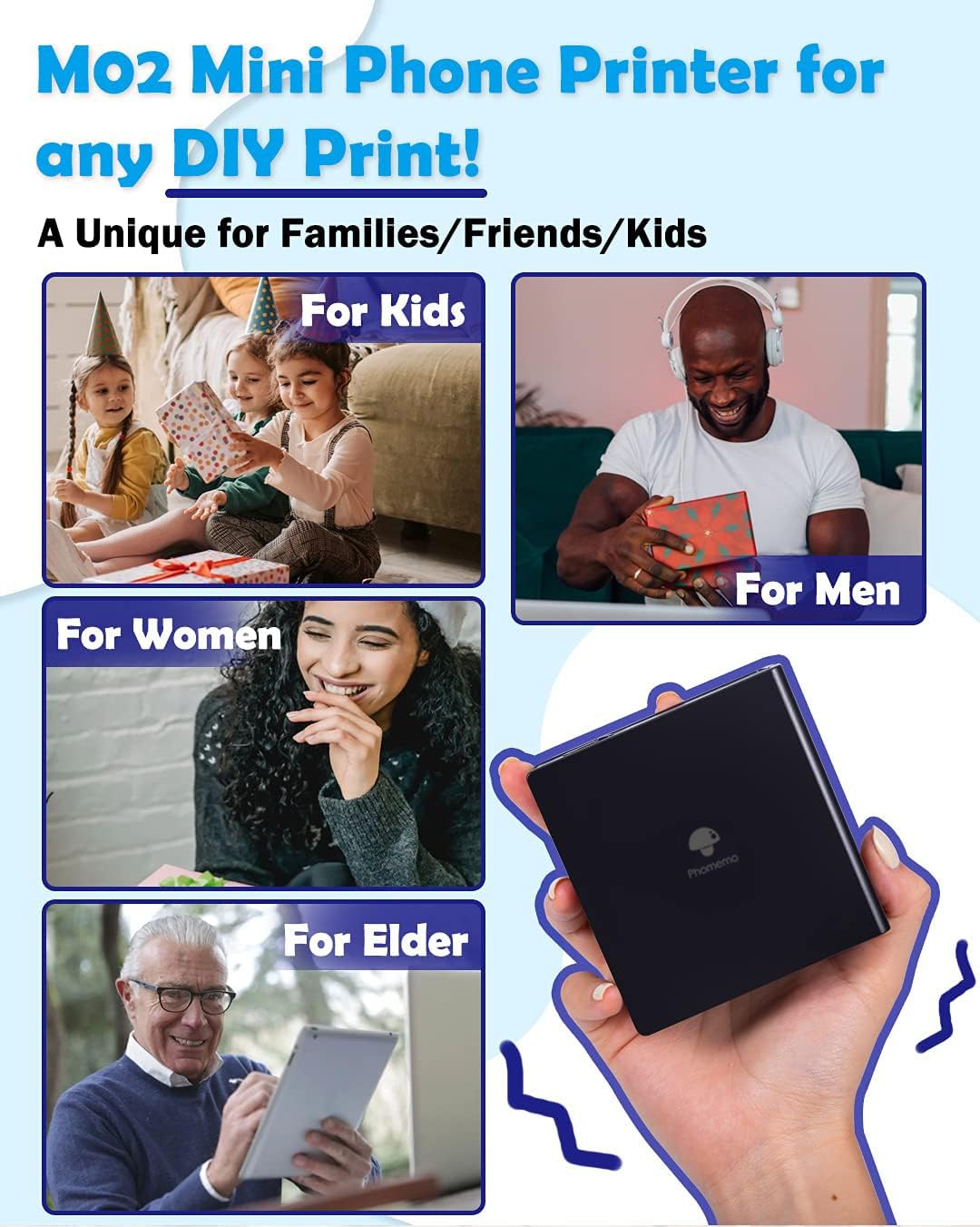 Phomemo M02 Wireless Mini Printer for Study Notes and Stickers - Black