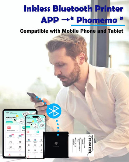 Phomemo M02 Wireless Mini Printer for Study Notes and Stickers - Black