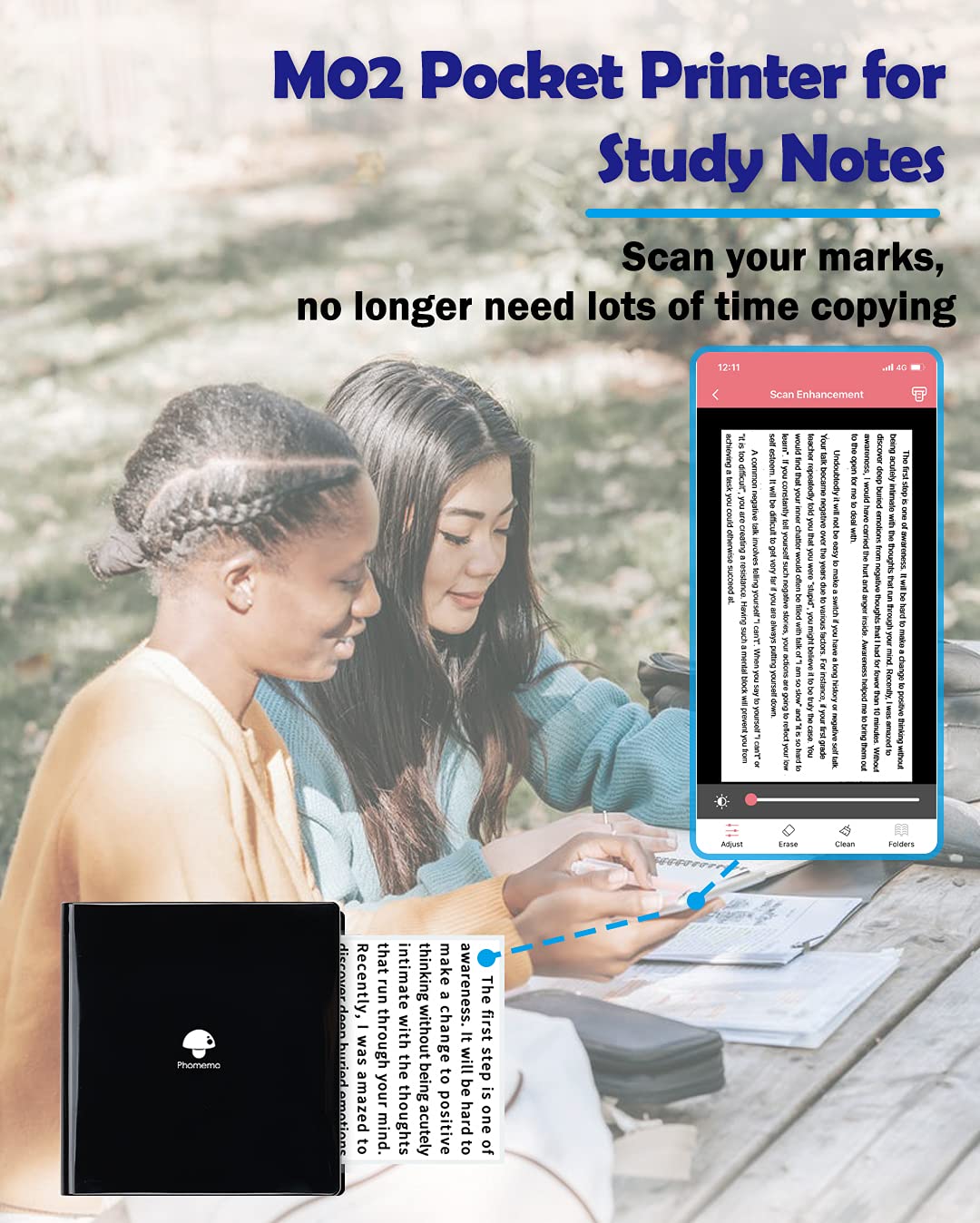 Phomemo M02 Wireless Mini Printer for Study Notes and Stickers - Black