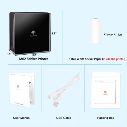 Phomemo M02 Wireless Mini Printer for Study Notes and Stickers - Black