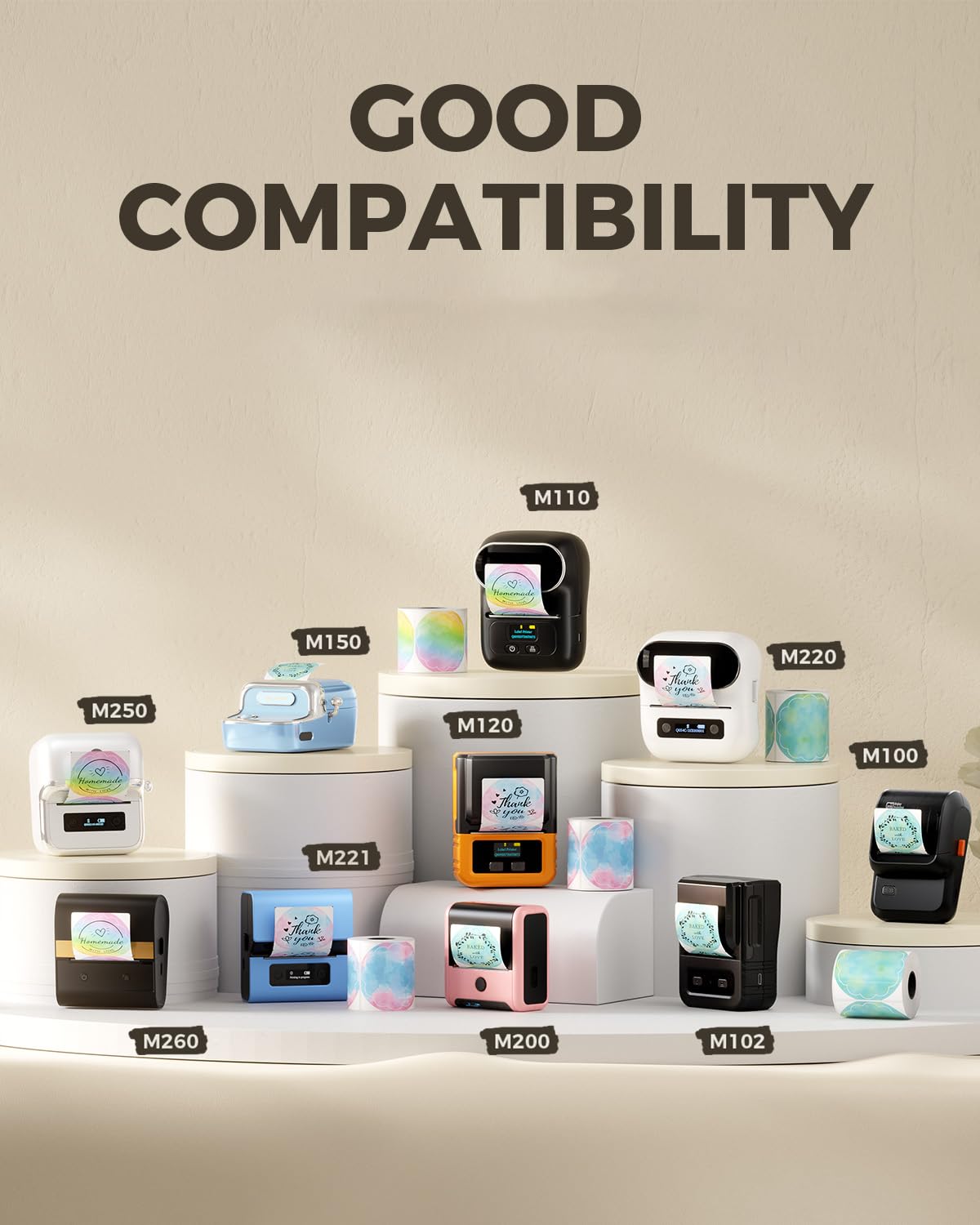 Phomemo 1.96" x 1.96" (50x50 mm) Round Labels for M110/M220/241BT DIY, Barcode, Packing, Adress - Green