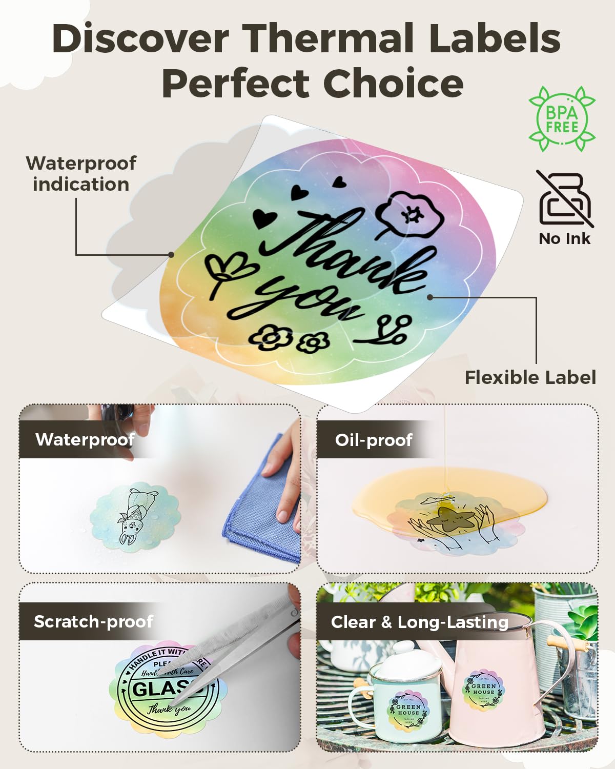 Phomemo 1.96" x 1.96" (50x50 mm) Round Labels for M110/M220/241BT DIY, Barcode, Packing, Adress - Green