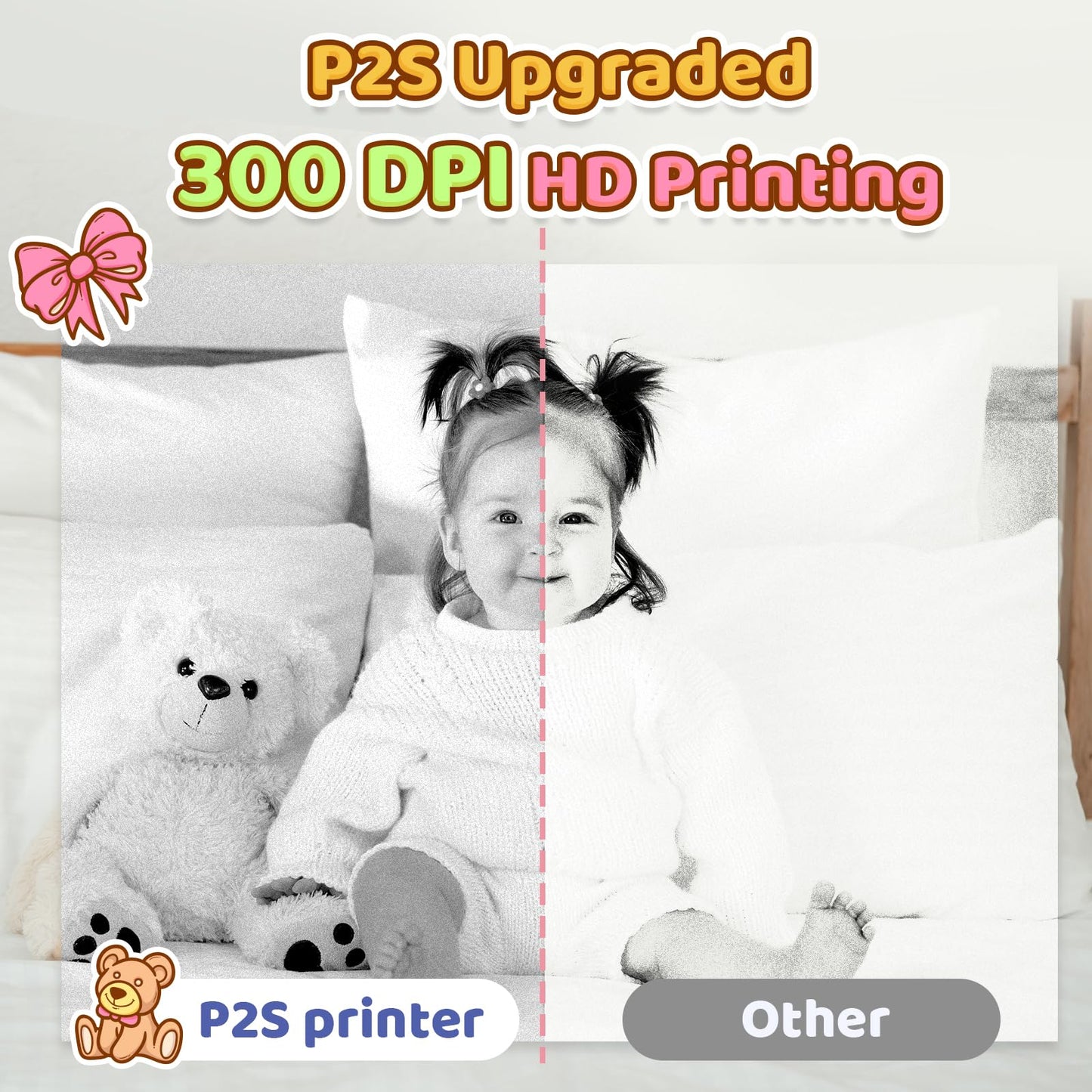 Phomemo P2S Portable Mini Printer for Sticker and Study Notes 3 Rolls Paper in Pack - Pink