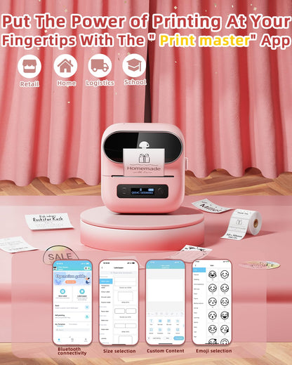 Phomemo M220 Portable Printer Label Maker for Product Label and Logo Sticker - Pink