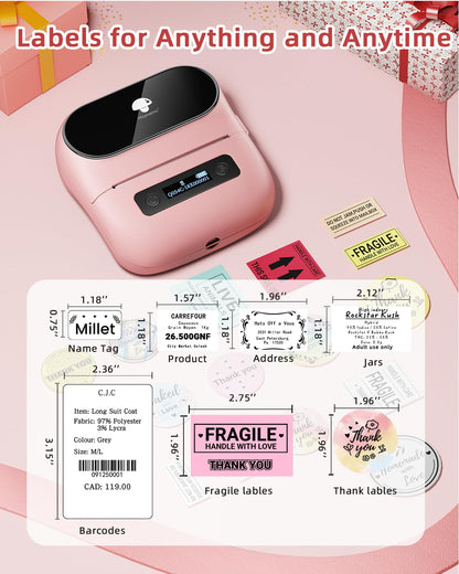 Phomemo M220 Portable Printer Label Maker for Product Label and Logo Sticker - Pink