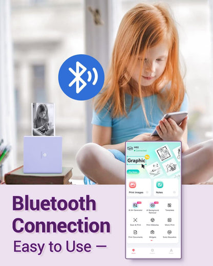 Phomemo M02 Wireless Mini Printer for Study Notes and Stickers - Purple