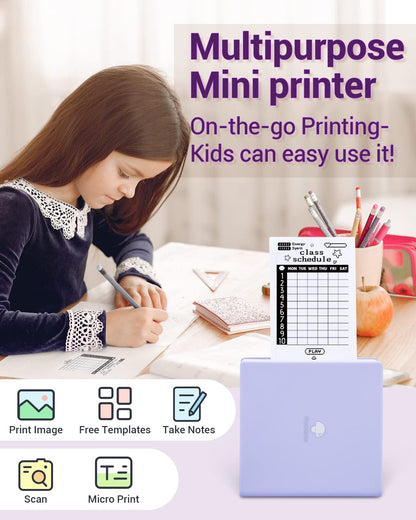 Phomemo M02 Wireless Mini Printer for Study Notes and Stickers - Purple