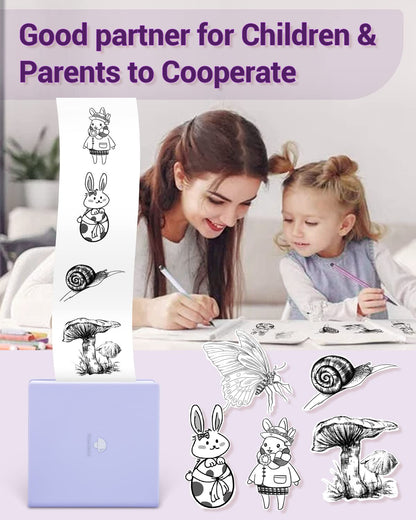 Phomemo M02 Wireless Mini Printer for Study Notes and Stickers - Purple