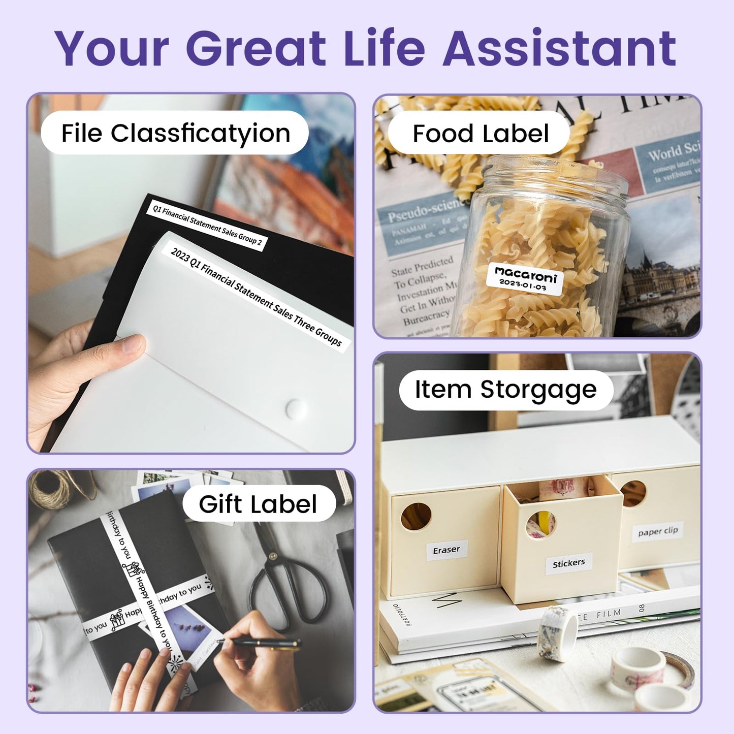 Phomemo D30 Portable Label Maker for Home and Office 0.59 inch label width - Purple