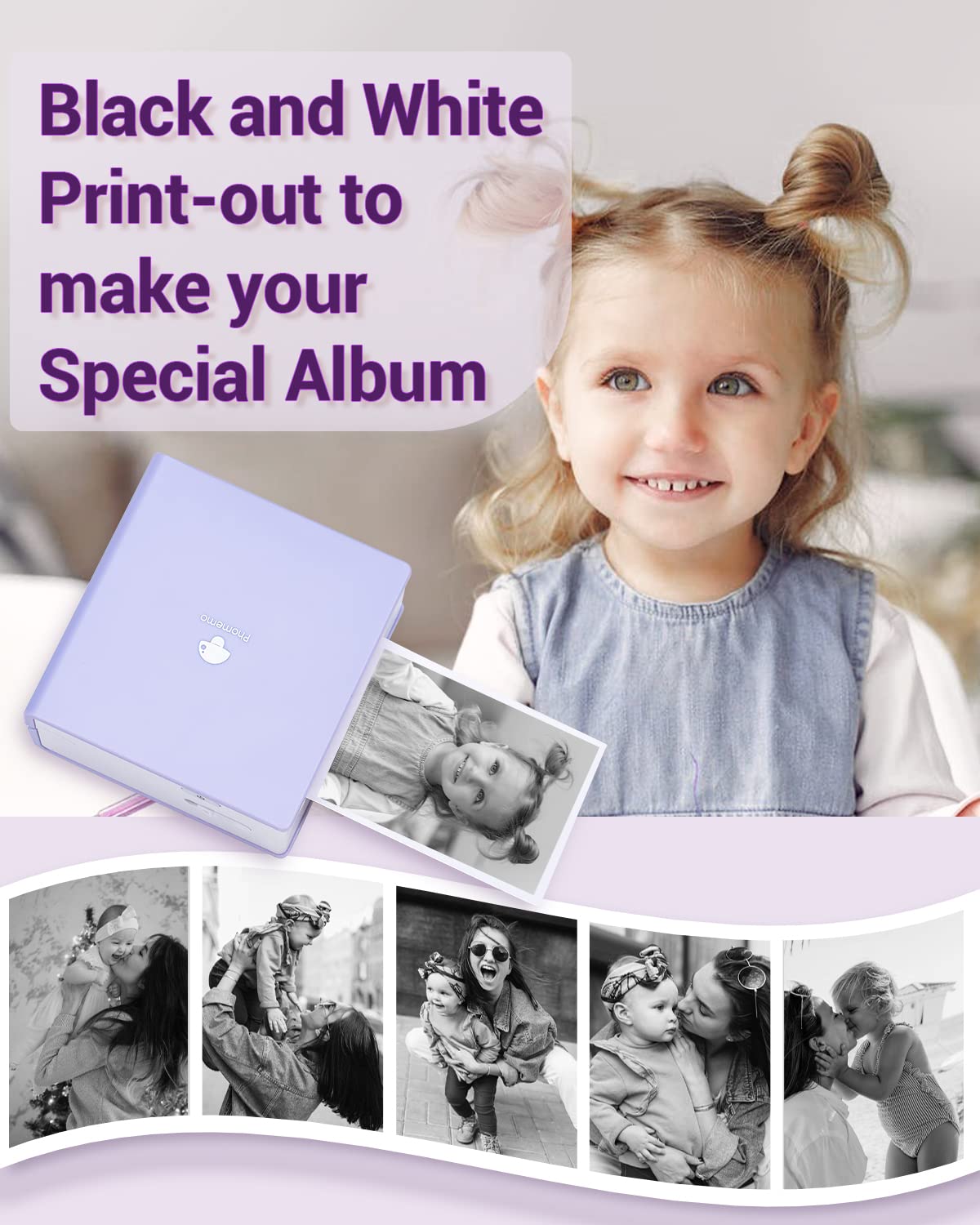 Phomemo M02 Wireless Mini Printer for Study Notes and Stickers - Purple